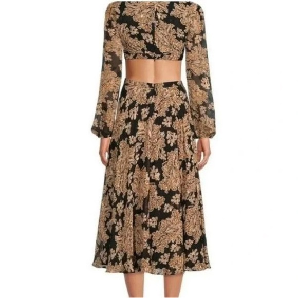 Gianni Bini Navy and Gold Long Sleeve Dress - Picture 3 of 16